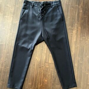Nili Lotan Virgin Wool Black Cropped Ankle Pants, Sz 0